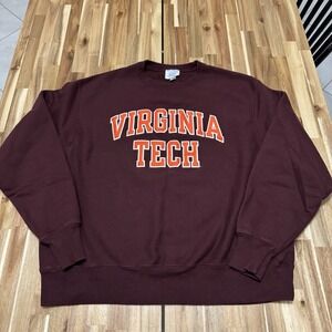 Virgina Tech Hokies Sweatshirt Mens XL Champion Reverse Weave Crewneck College